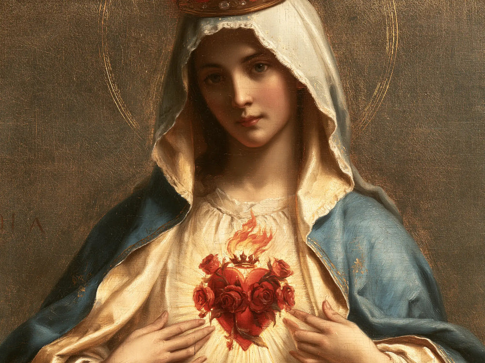Mary with the Immaculate Heart as the central symbol in The Heart as Central Symbol style, landscape Christian artwork no. 9