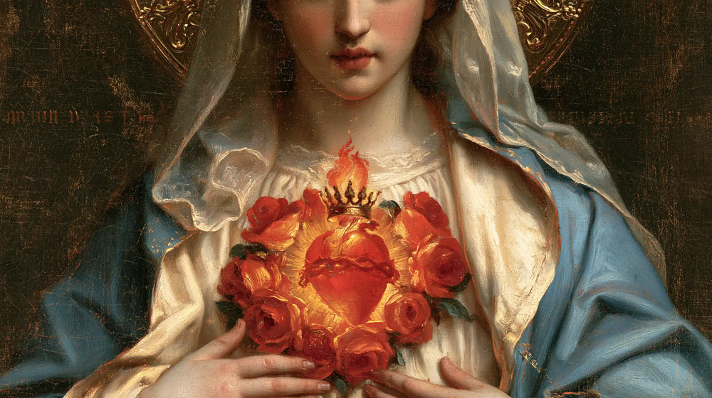 Mary with the Immaculate Heart as the central symbol in The Heart as Central Symbol style, landscape Christian artwork no. 17