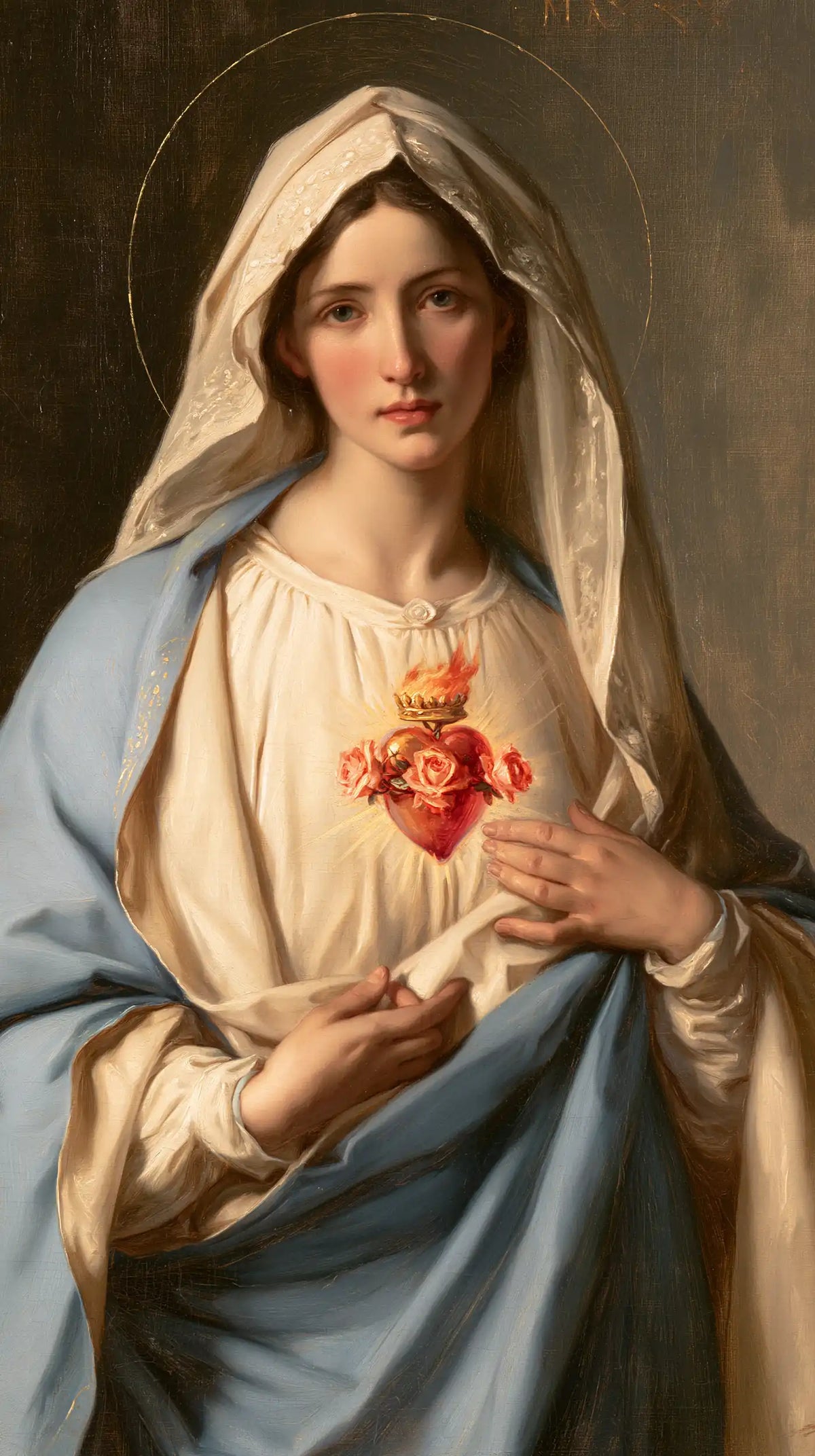 Mary with the Immaculate Heart as the central symbol in The Heart as Central Symbol style, portrait Christian artwork no. 2