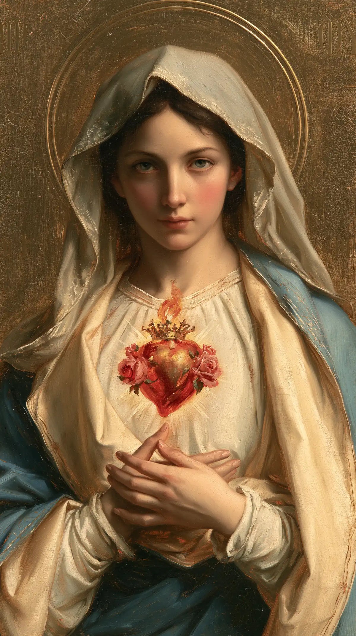 Mary with the Immaculate Heart as the central symbol in The Heart as Central Symbol style, portrait Christian artwork no. 5