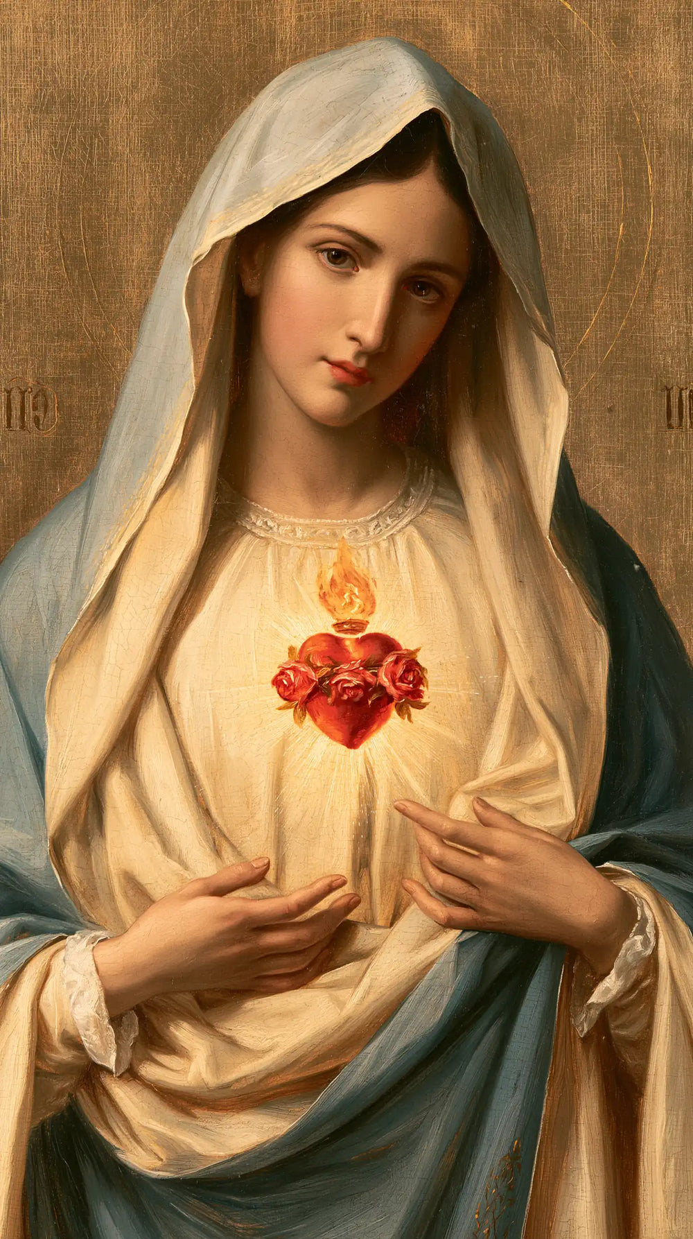 Mary with the Immaculate Heart as the central symbol in The Heart as Central Symbol style, portrait Christian artwork no. 8