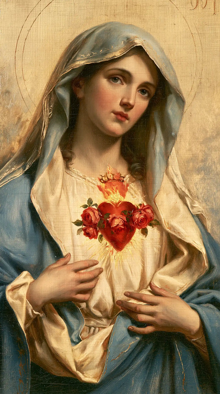 The Immaculate Heart of Mary — The Blue Veil in the Pale Circle
