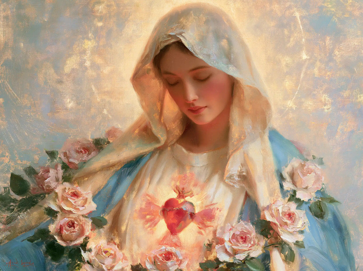 the Immaculate Heart of Mary in an impressionist atmosphere in Impressionist style, landscape Christian artwork no. 1