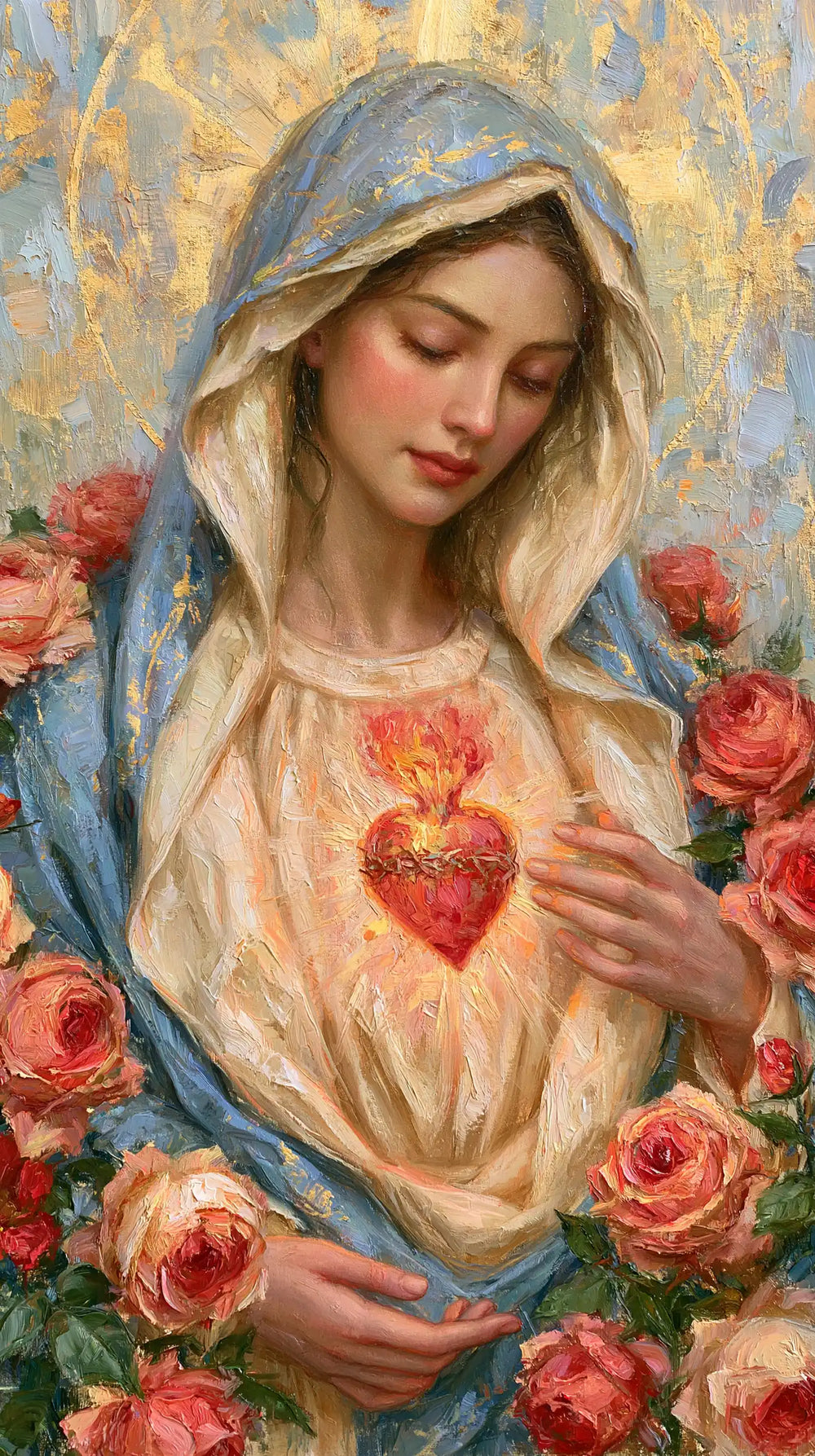 the Immaculate Heart of Mary in an impressionist atmosphere in Impressionist style, portrait Christian artwork no. 6