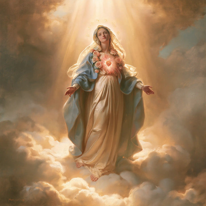 Immaculate Heart of Mary - Mary upon the Clouds with the Immaculate Heart · Square n° 2