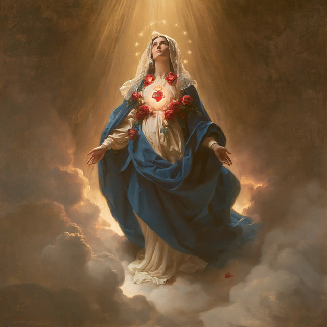 Immaculate Heart of Mary - Mary upon the Clouds with the Immaculate Heart · Square n° 4