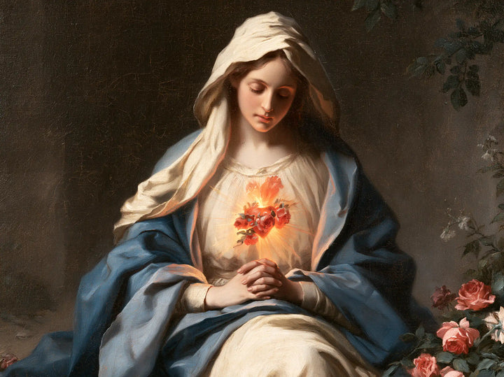 The Immaculate Heart of Mary — The Ardent Heart Above Resting Hands