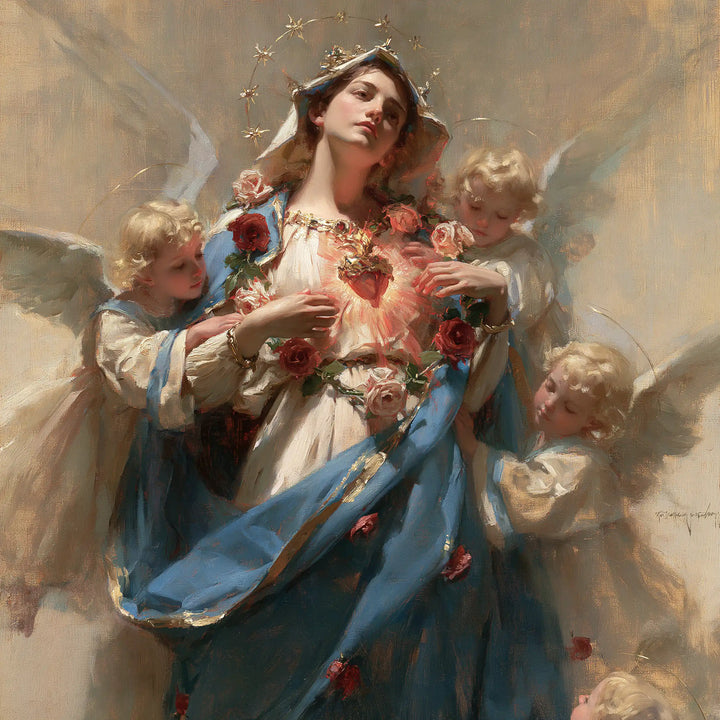 Immaculate Heart of Mary - Mary Surrounded by Angels · Square n° 3
