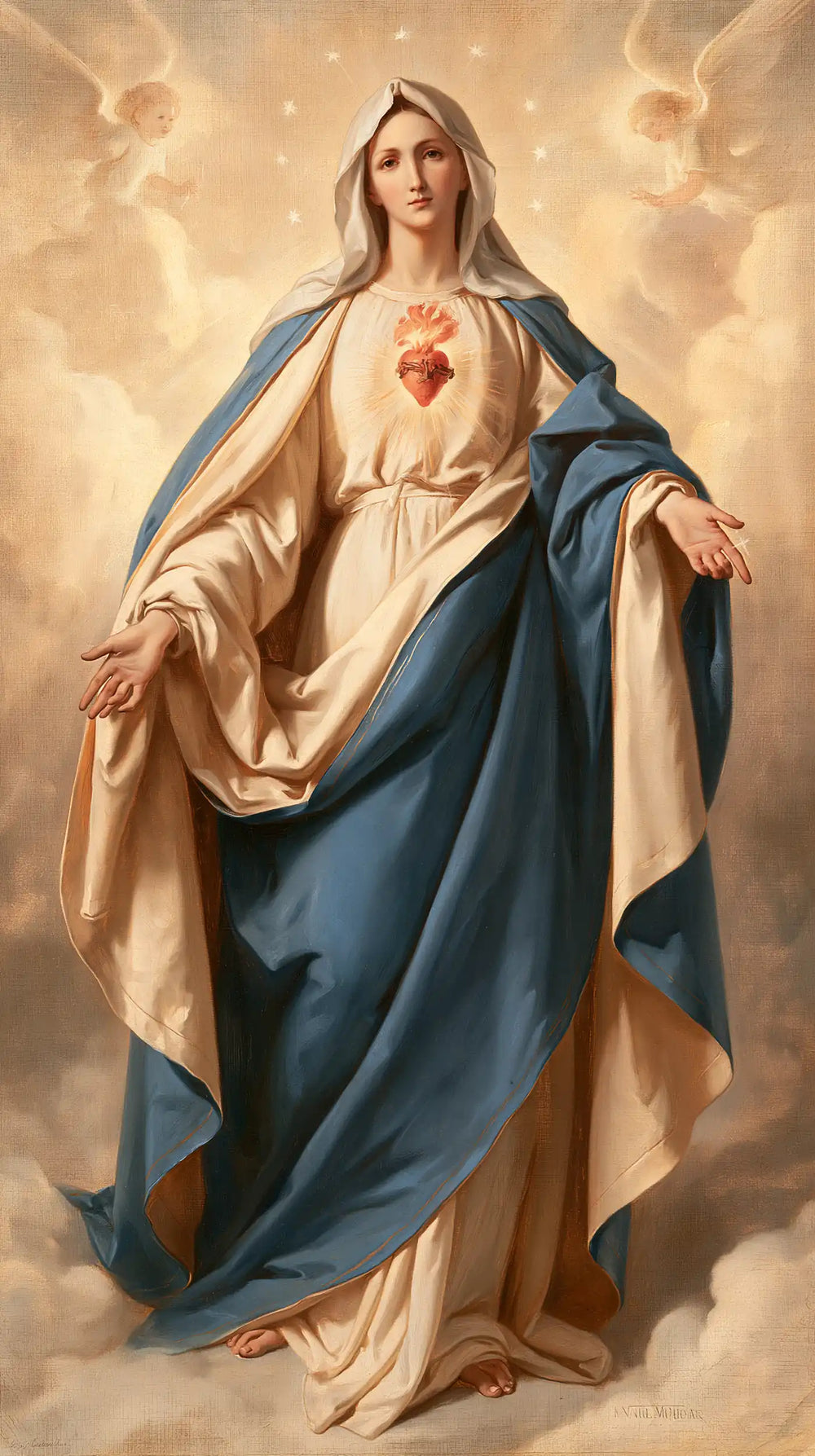 the Immaculate Heart of Mary in a monumental sacred view in Sacred Monumental View style, portrait Christian artwork no. 3