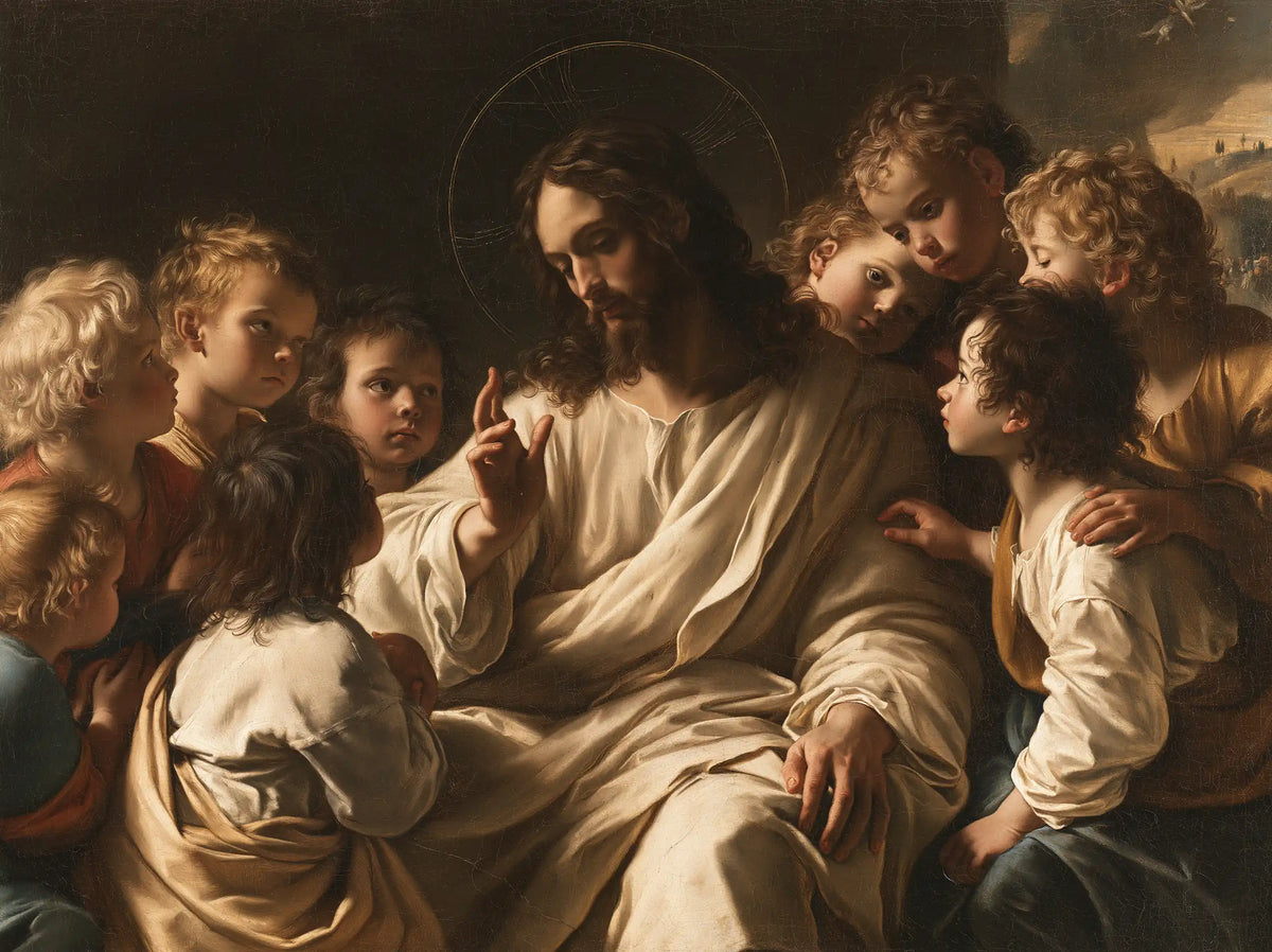 Jesus and the Children — Golden Curls in the Gentle Shade