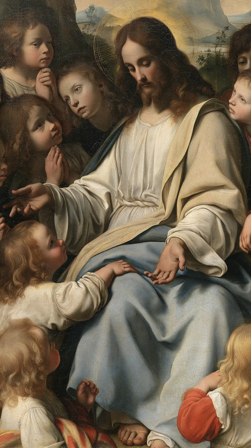 Jesus with children in Florentine Renaissance style in Florentine Renaissance style, portrait Christian artwork no. 7