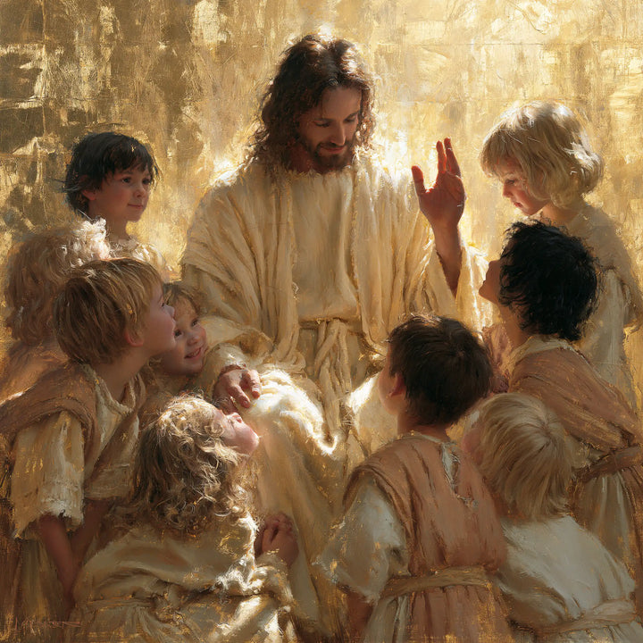 Jesus and the Children - Sacred Gold · Square n° 2