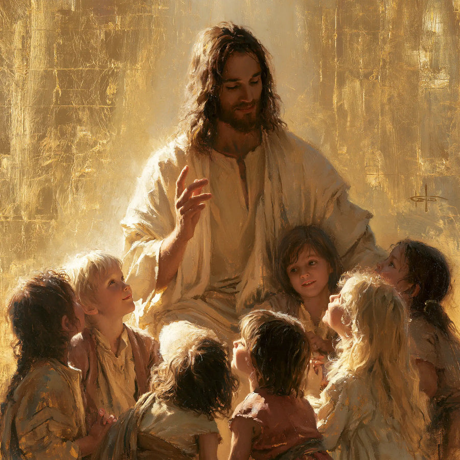 Jesus and the Children - Sacred Gold · Square n° 5