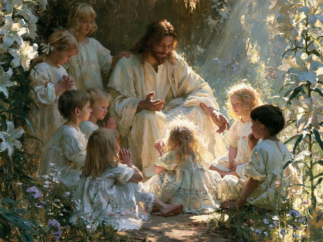 Jesus and the Children — The Offered Hand in Blue Shade