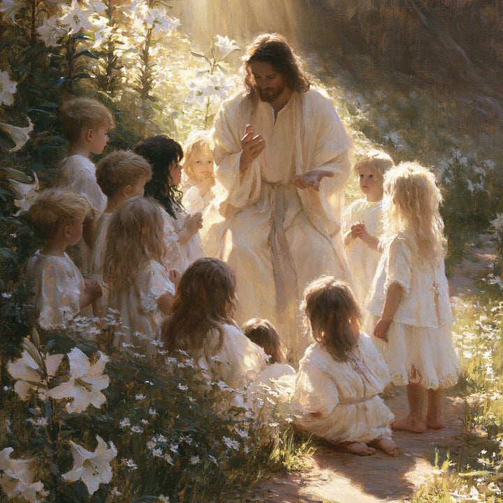 Jesus and the Children - Symbolist · Square n° 1