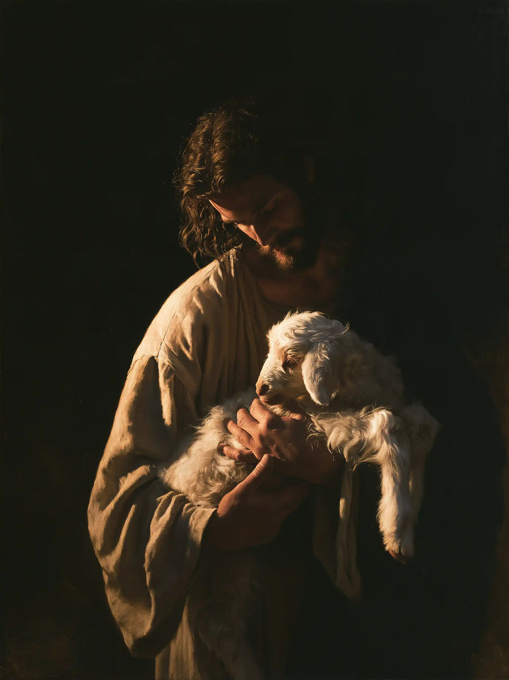 Jesus and the Lamb - Caravaggio Tenebrism · Portrait n° 1