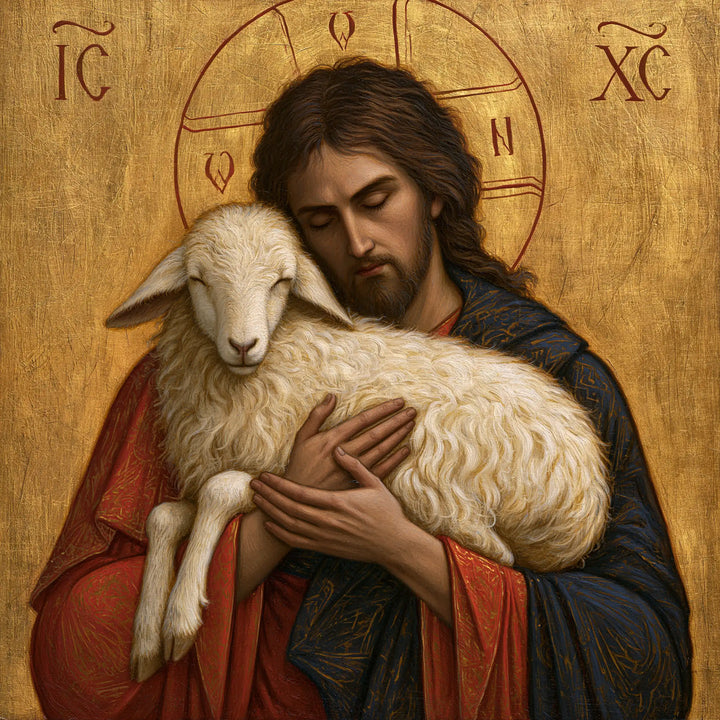 Jesus and the Lamb - Contemporary Byzantine · Square n° 1
