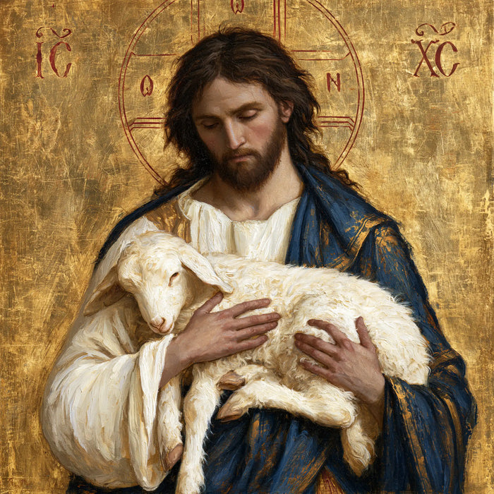 Jesus and the Lamb - Contemporary Byzantine · Square n° 3