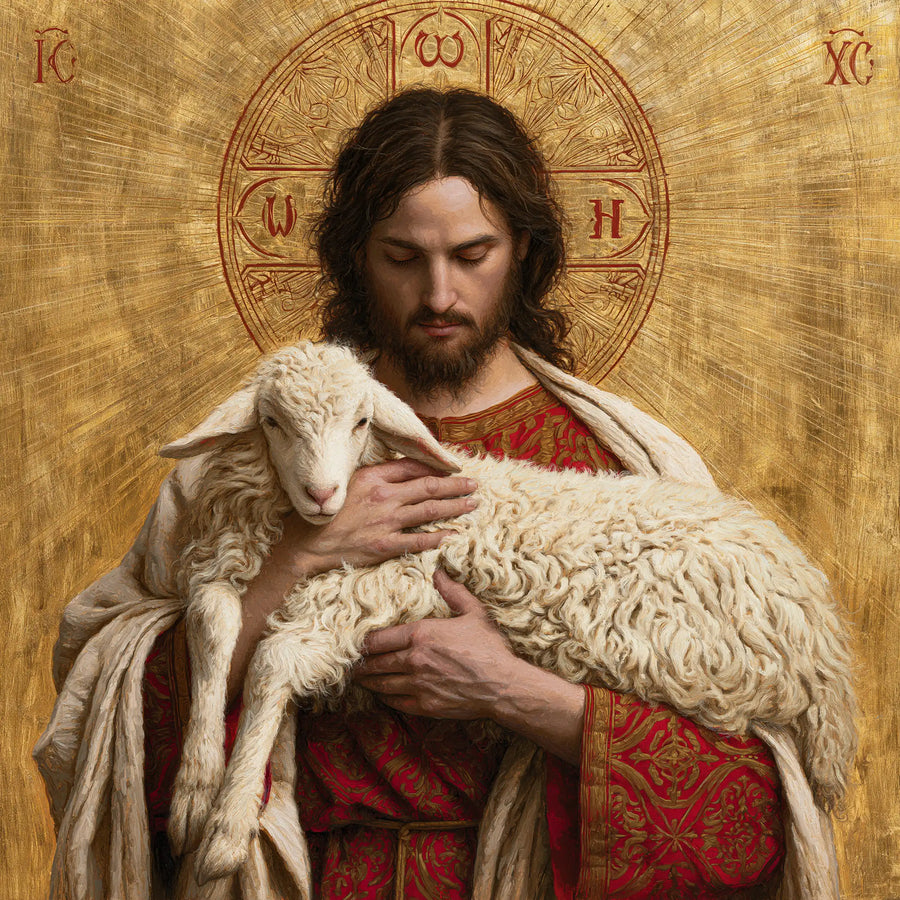 Jesus and the Lamb - Contemporary Byzantine · Square n° 4