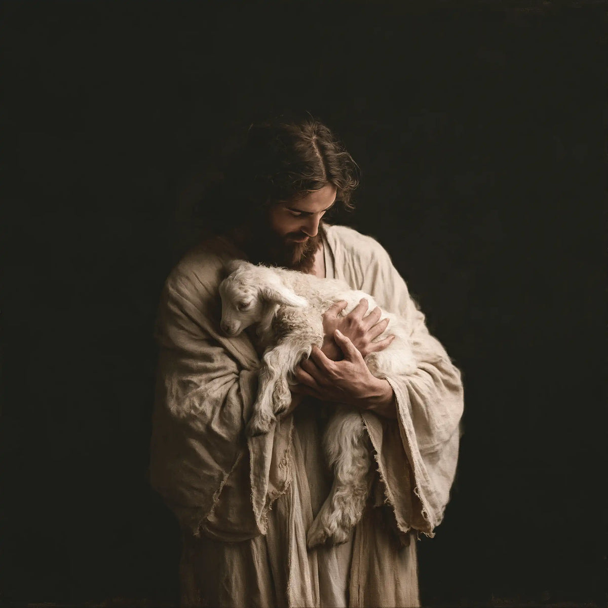 Jesus and the Lamb - Contemporary Minimalism · Square n° 8