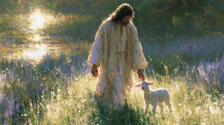 Jesus and the Lamb - Impressionist · Landscape n° 10