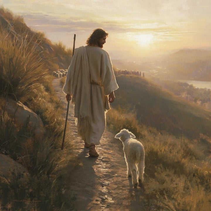 Jesus and the Lamb - Jesus Guiding the Lamb · Square n° 2