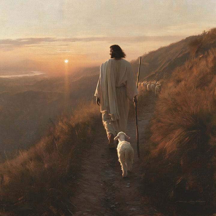 Jesus and the Lamb - Jesus Guiding the Lamb · Square n° 5