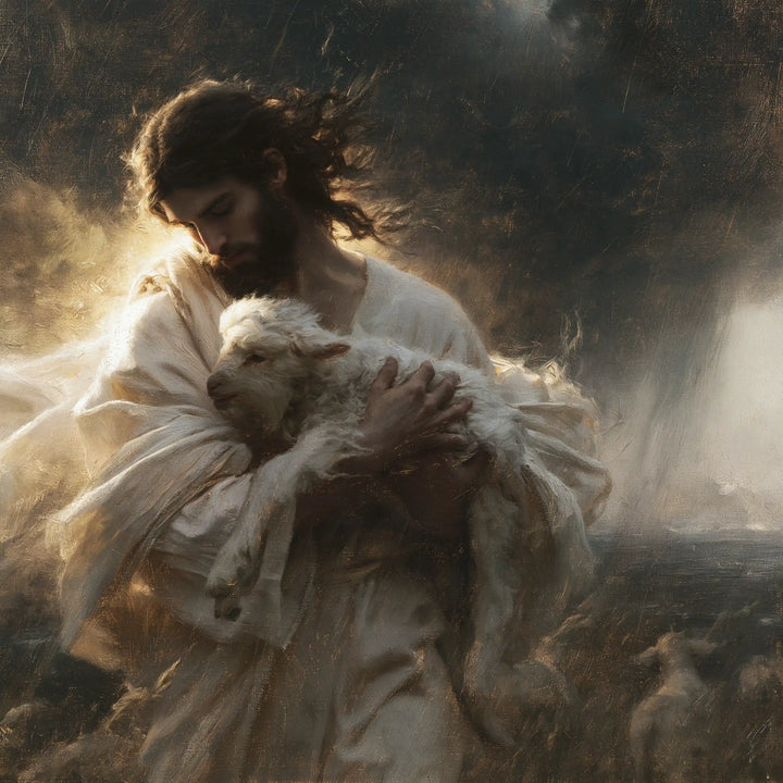 Jesus and the Lamb - Jesus Protecting the Lamb · Square n° 2