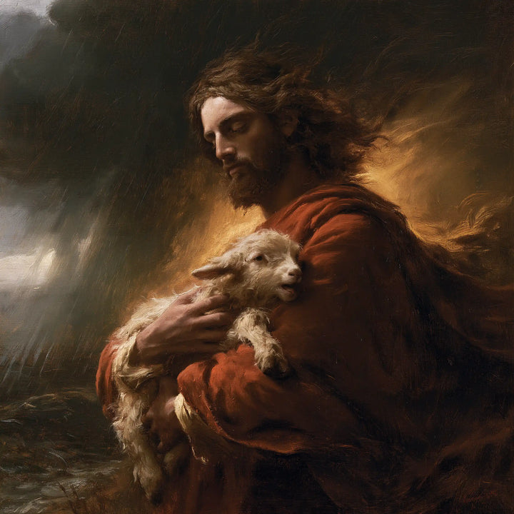 Jesus and the Lamb - Jesus Protecting the Lamb · Square n° 4
