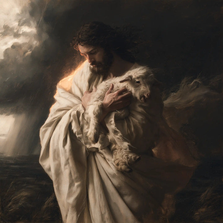 Jesus and the Lamb - Jesus Protecting the Lamb · Square n° 6