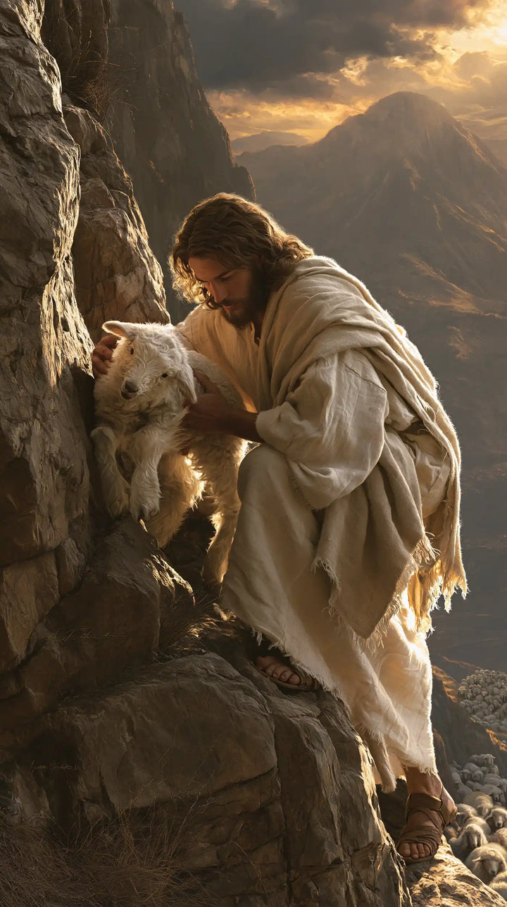 Jesus and the Lamb - Jesus Saving the Lamb · Portrait n° 2