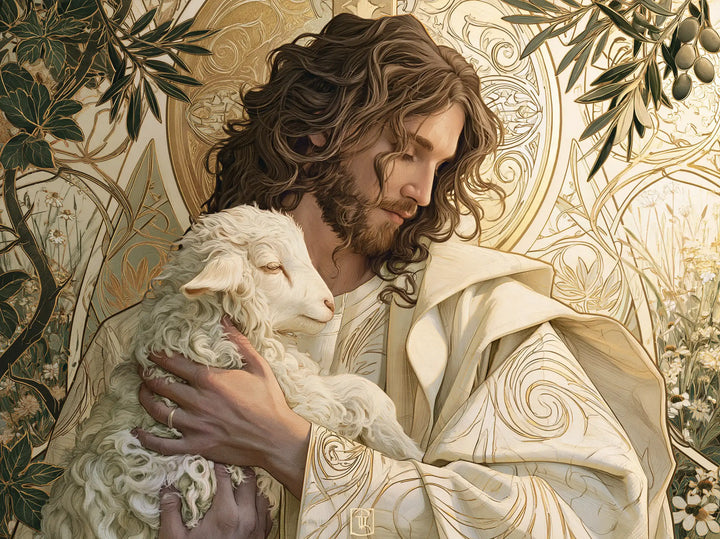Jesus and the Lamb - Sacred Art Nouveau · Landscape n° 1