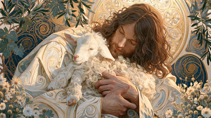 Jesus and the Lamb - Sacred Art Nouveau · Landscape n° 14