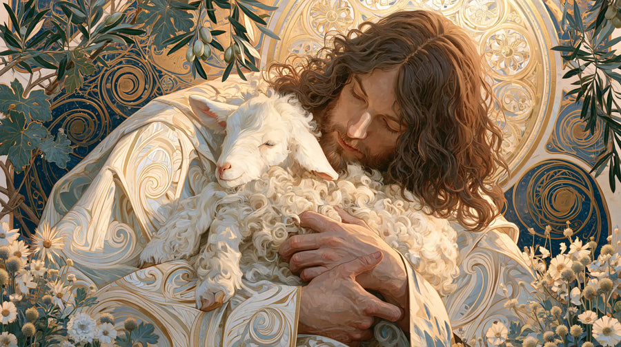 Jesus and the Lamb - Sacred Art Nouveau · Landscape n° 14