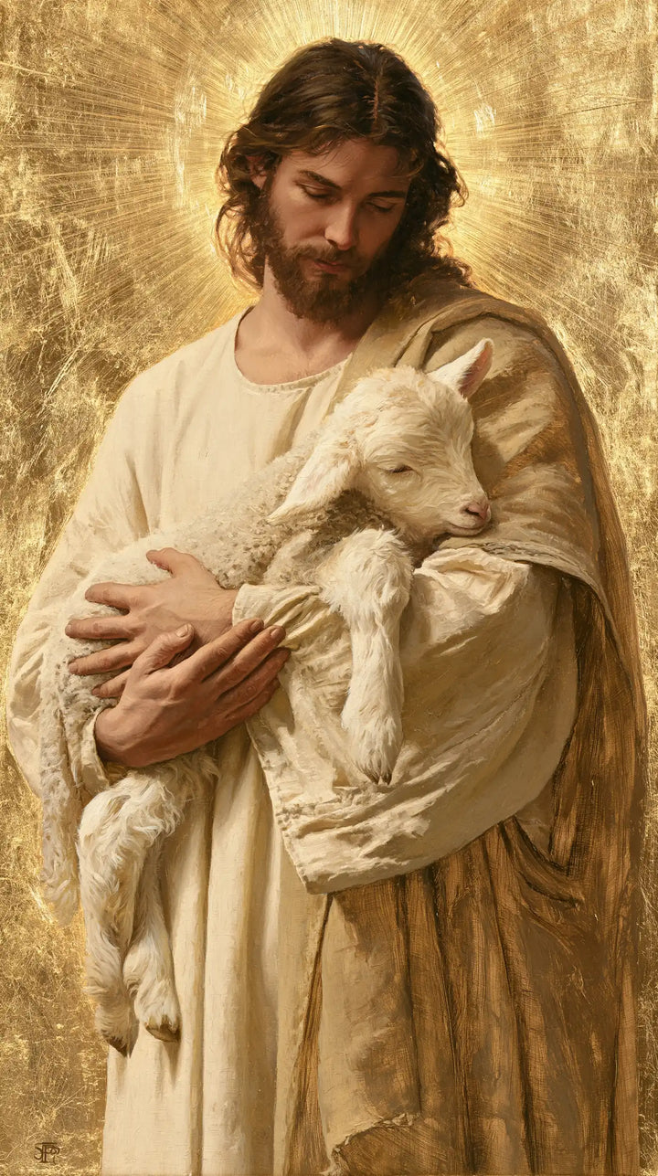 Jesus and the Lamb - Sacred Gold · Portrait n° 1