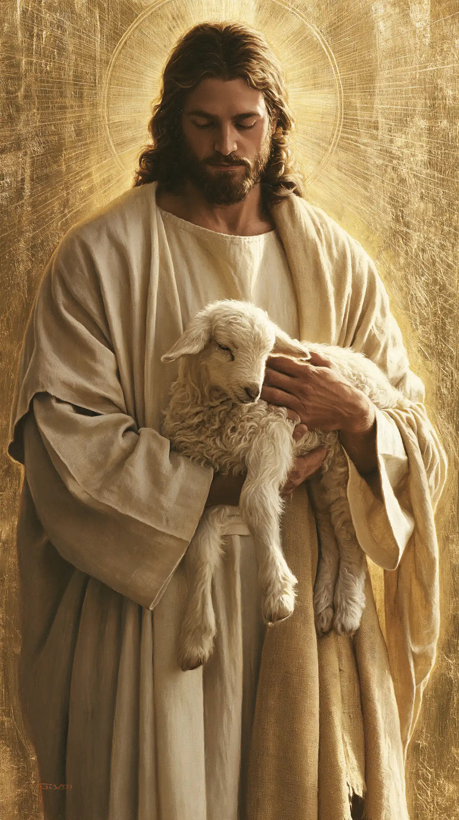 Jesus and the Lamb - Sacred Gold · Portrait n° 4