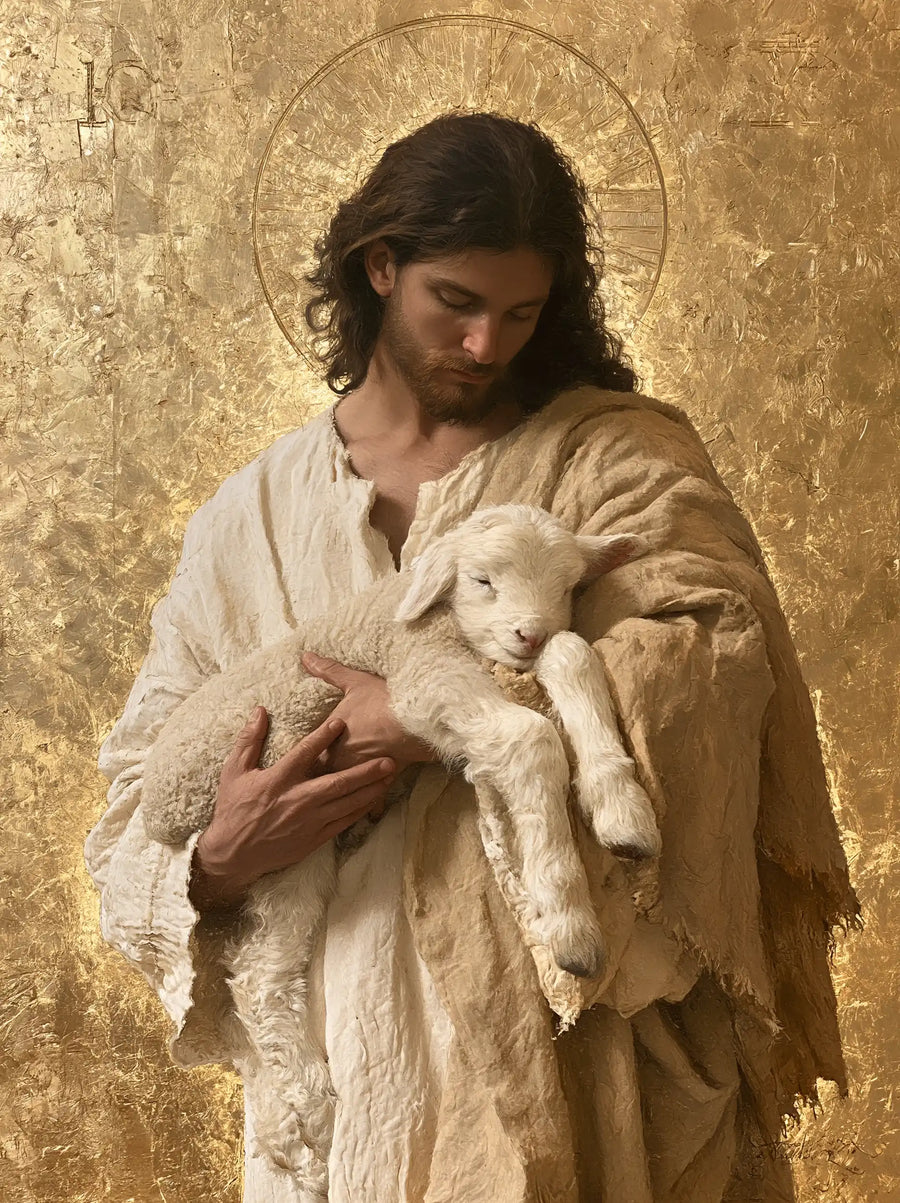 Jesus and the Lamb - Sacred Gold · Portrait n° 13