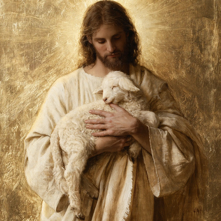 Jesus and the Lamb - Sacred Gold · Square n° 5