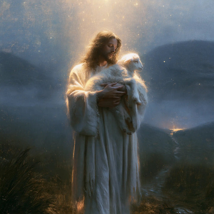 Jesus and the Lamb - Symbolist · Square n° 3