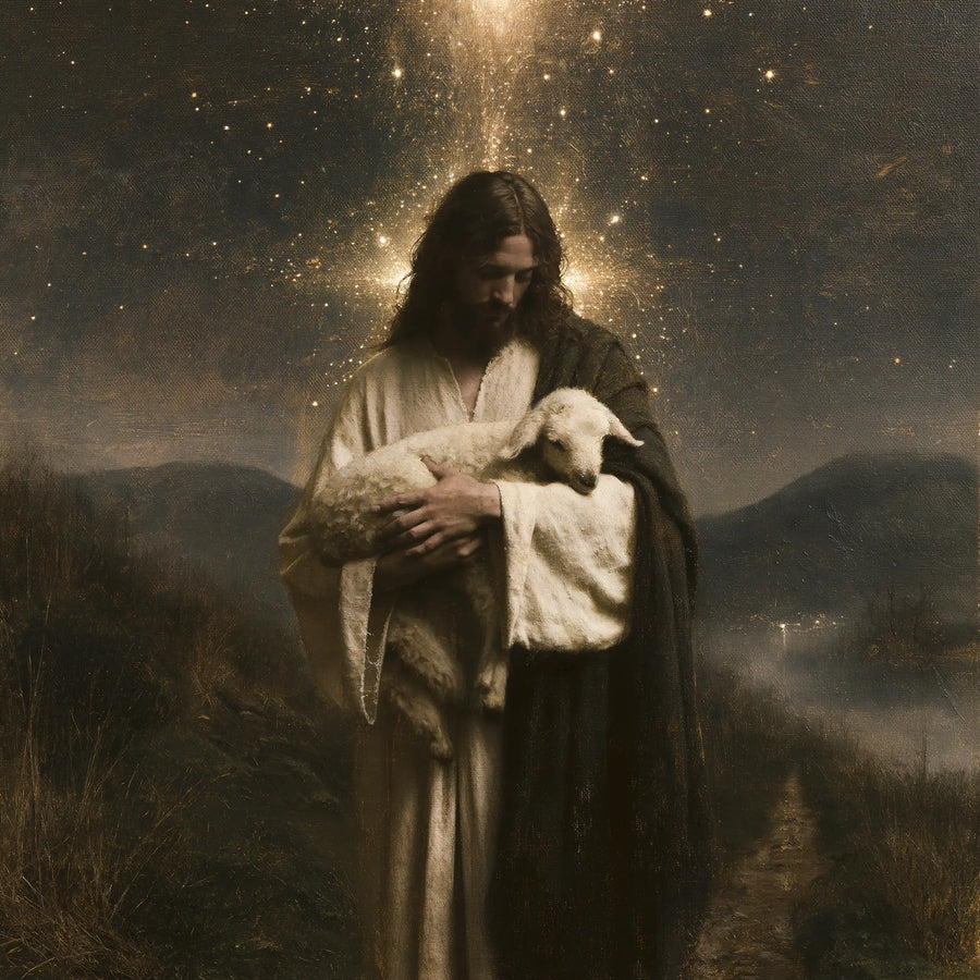 Jesus and the Lamb - Symbolist · Square n° 4