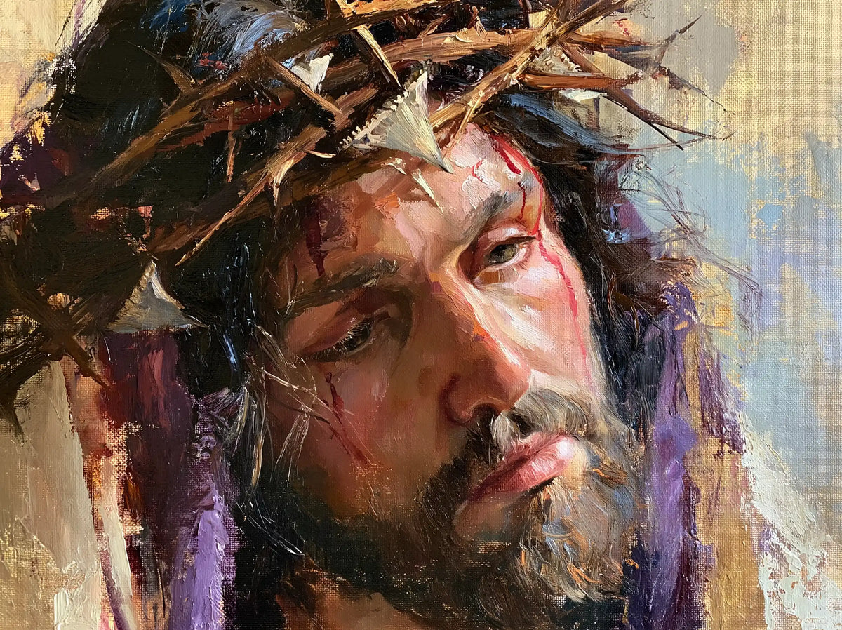 Jesus Crowned with Thorns — Sorrow Inclined in Tender Colors