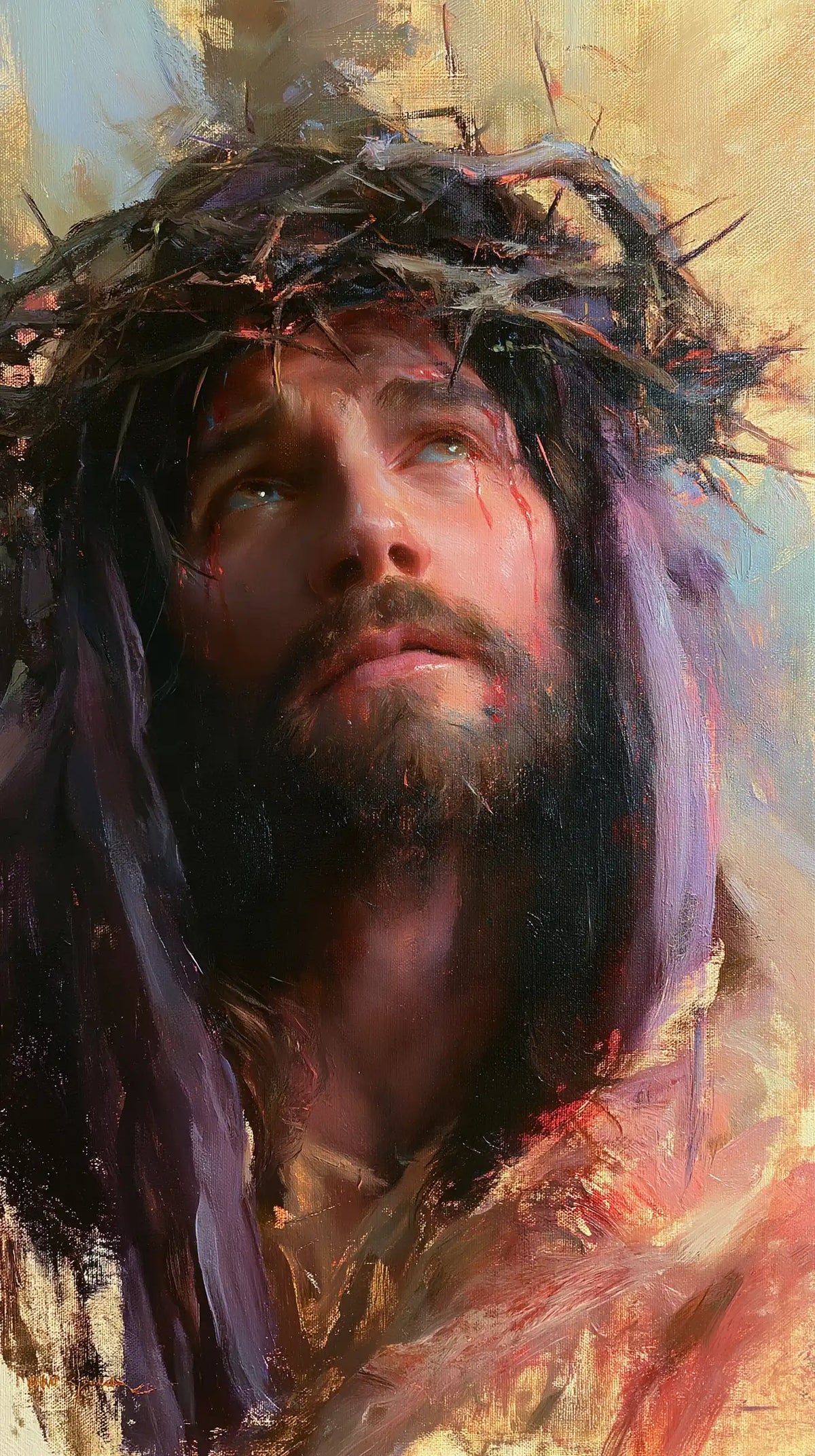 Jesus Crowned with Thorns — The Gaze in Morning Folds