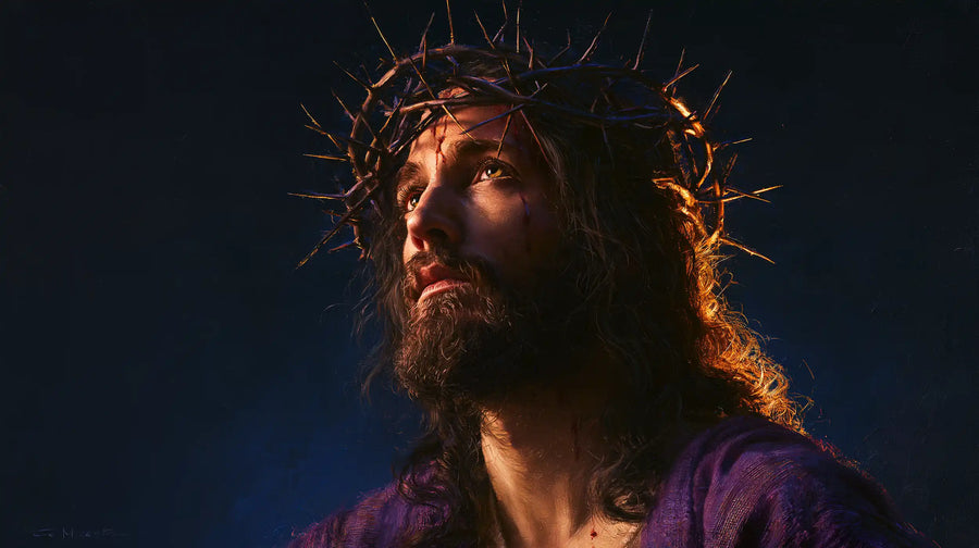 Jesus Crowned with Thorns — The Amber Rim of Silent Prayer