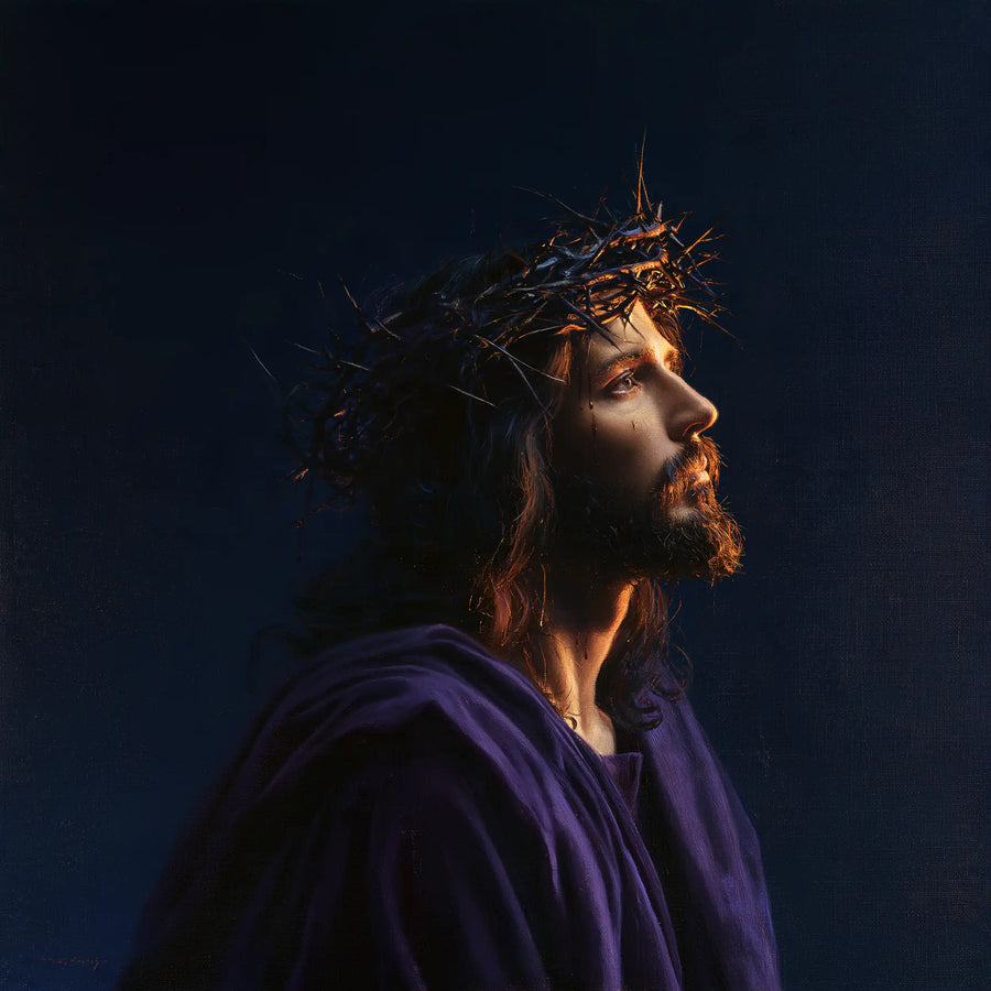 Jesus Crowned with Thorns — The Profile’s Solitude in Blue-Black