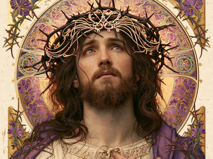 Jesus Crowned with Thorns — The Nimbus with Lavender Flowers