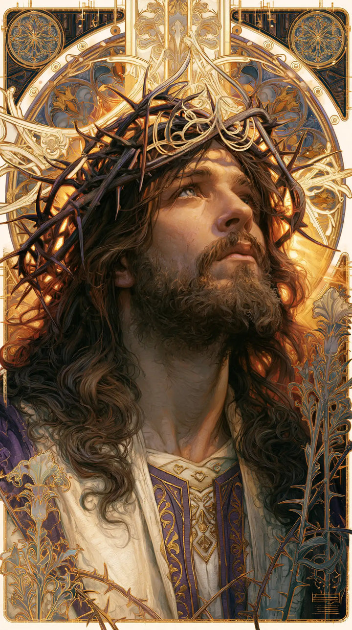 Jesus Crowned with Thorns — The Gaze beneath the Gold-Starred Vault