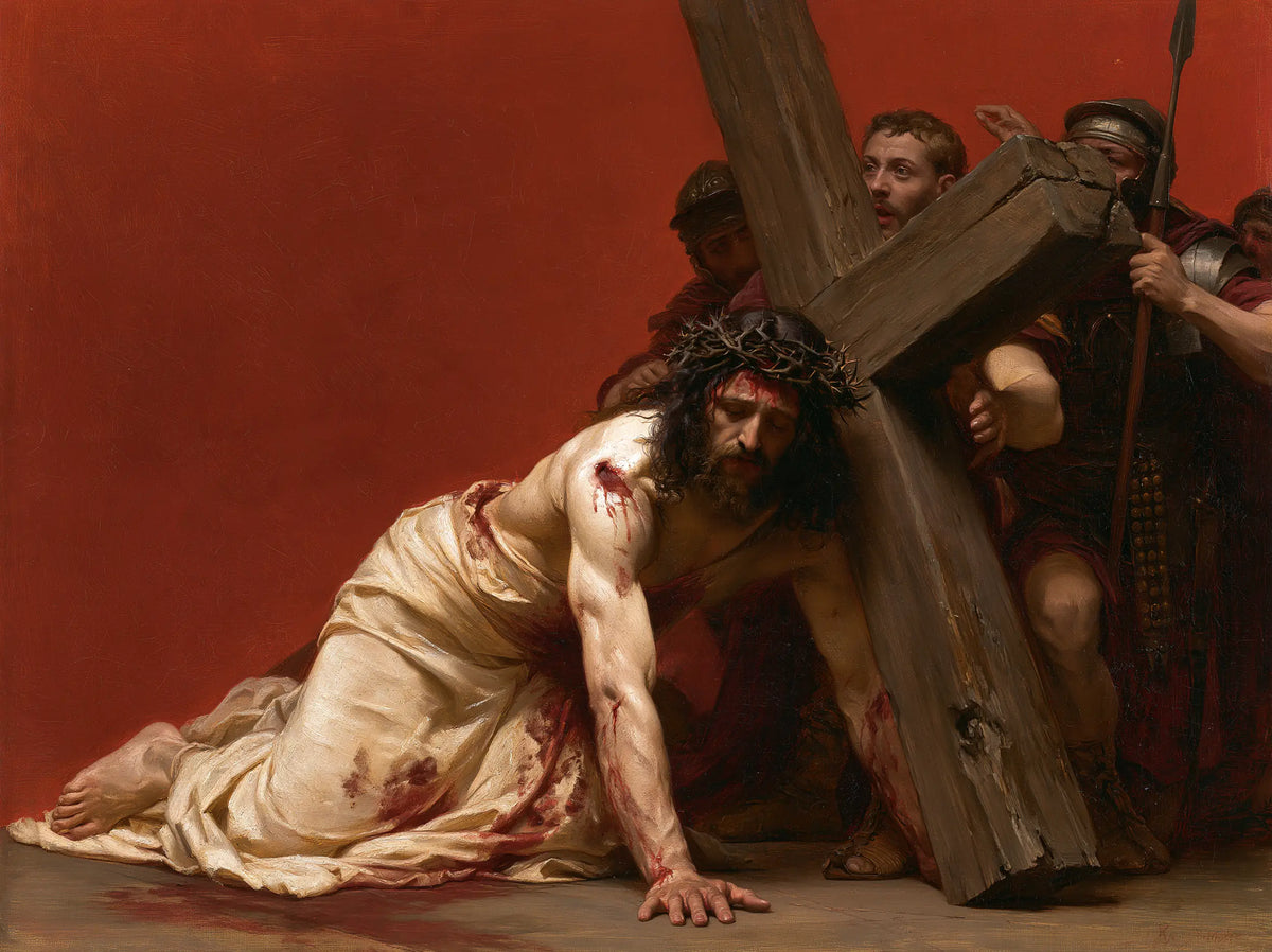 Jesus Falls beneath the Cross — The Fall beneath the Deep Red Sky