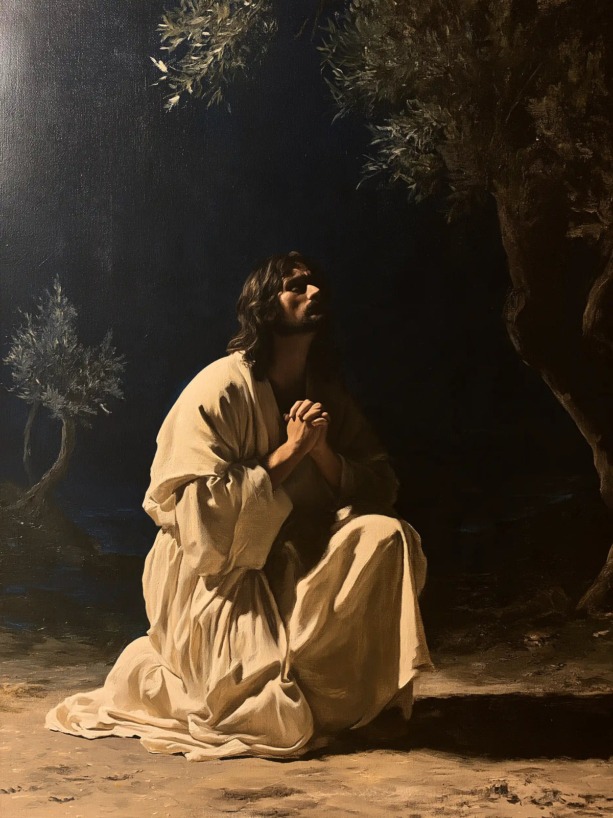Jesus in Gethsemane — The Glow Descending upon Linen