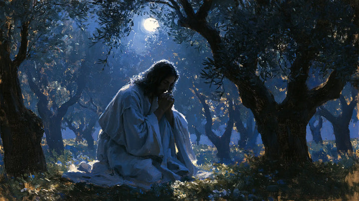 Jesus in Gethsemane — Orison in Blue Moonlight