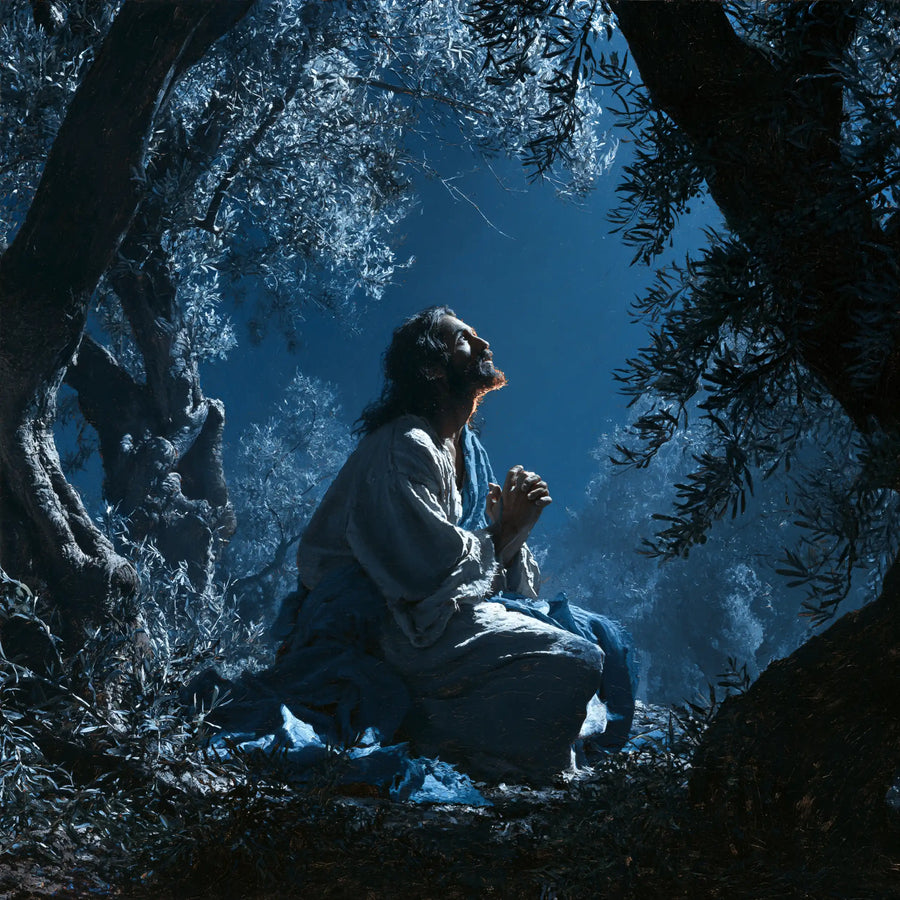 Jesus in Gethsemane — Orison in the Circle of Silver Leaves